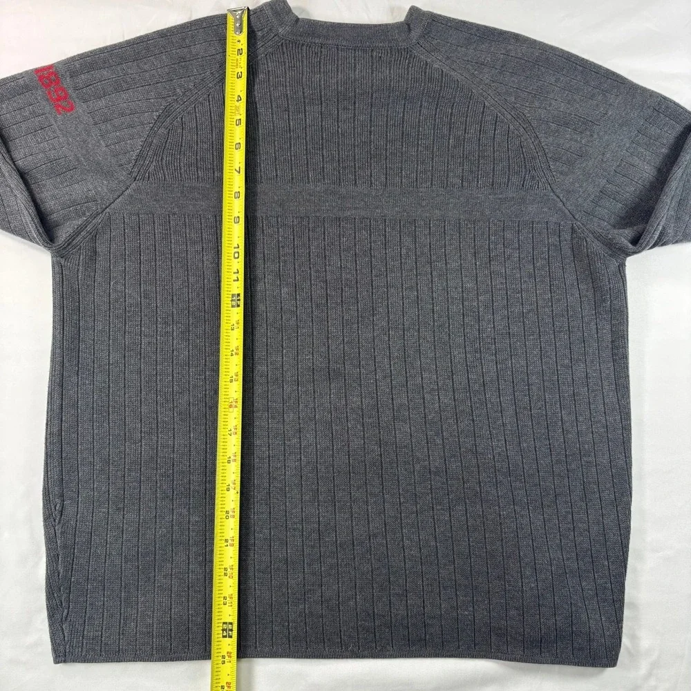 Abercrombie and Fitch Sweater Mens Large Gray Cotton Blend Ribbed‎ Crewneck